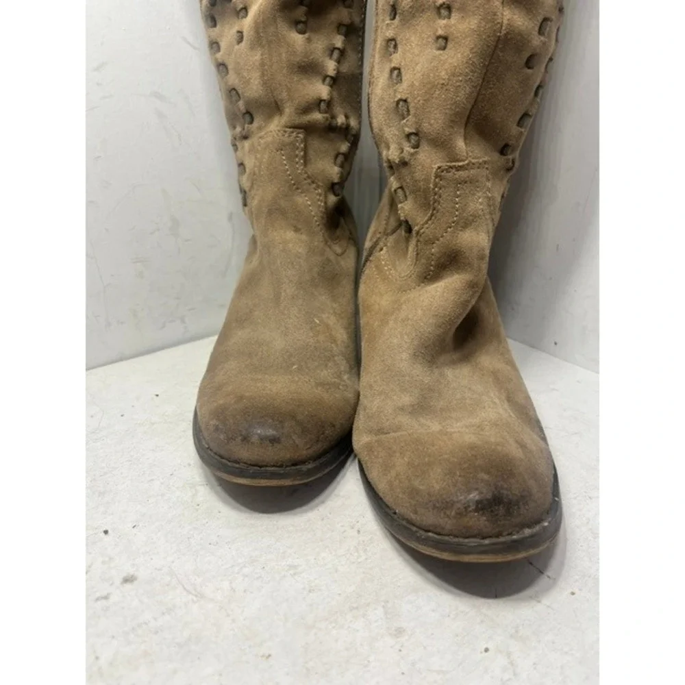 Carlos by Carlos Santana Noble Tan Suede Over The Knee Studded Boots 6.5M